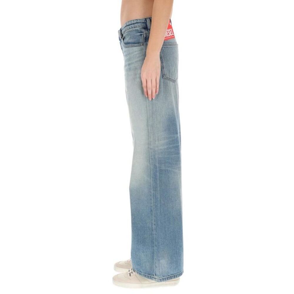 DIESEL Women's High-Rise Wide-Leg Denim Jeans Women LIGHT BLUE Pants - Picture 3 of 4